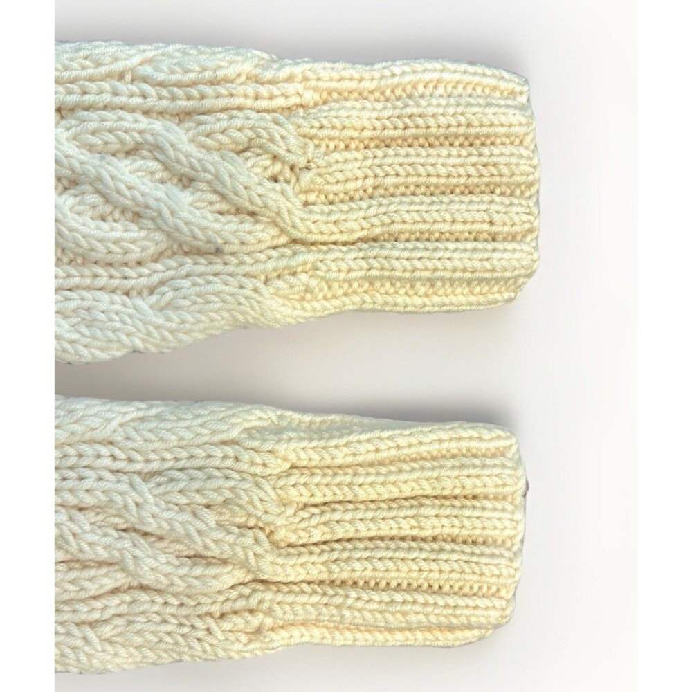 J.Crew Cableknit Chunky Sweater Cream Fisherman Sz L Handknit 100% Wool Retro 90 - Picture 7 of 8